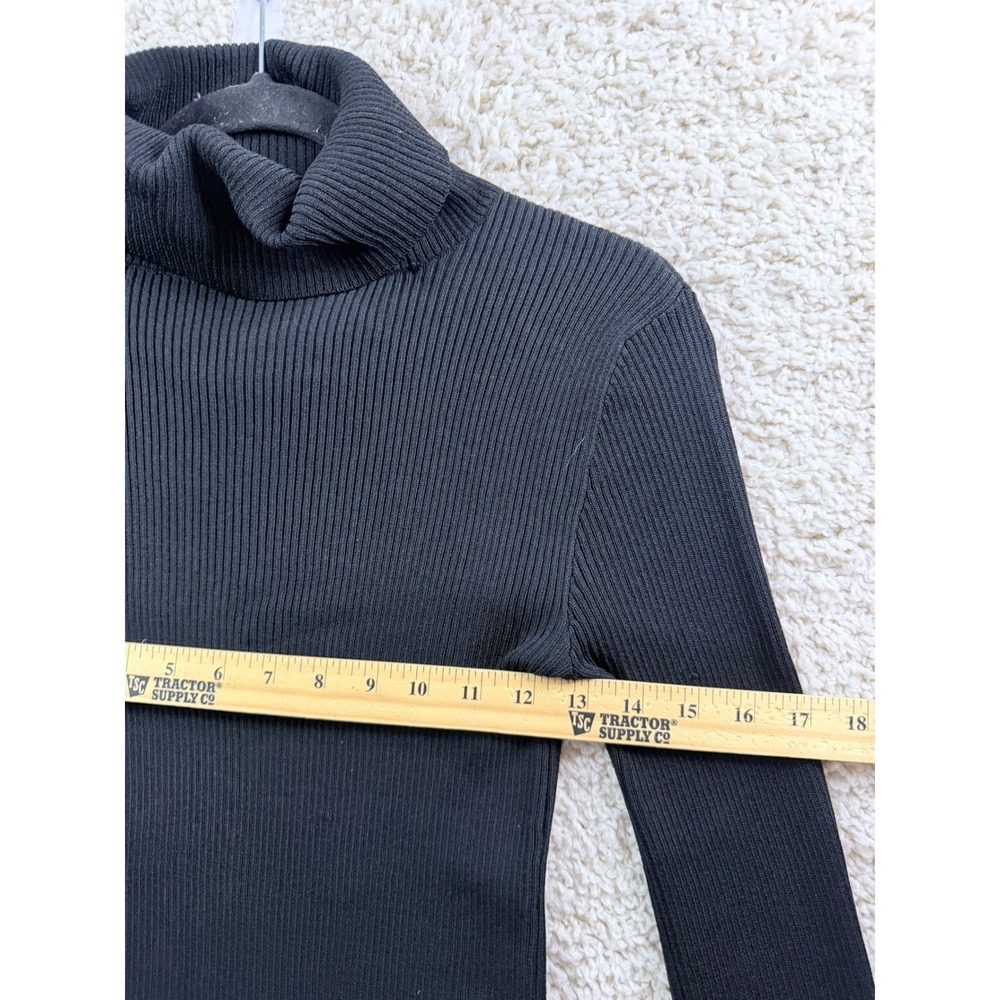 Philomena Petti Turtleneck Women Size M Black Ribbed Split Cuff Sweater - Picture 7 of 9